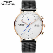Load image into Gallery viewer, GUANQIN Mens Watches Top Brand Luxury Chronograph Watch Men Business Casual Creative Mesh Quartz Bracelet  men's watch