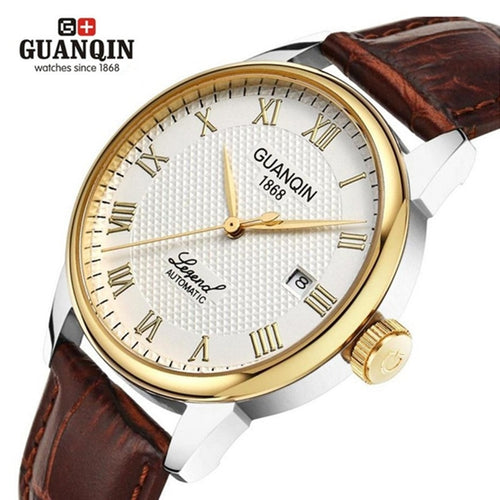 Original GUANQIN Watches Men Mechanical Watch 2019 Leather Clock Luxury Men's Watch Business Waterproof Watches for Men Clock