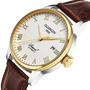 Original GUANQIN Watches Men Mechanical Watch 2019 Leather Clock Luxury Men's Watch Business Waterproof Watches for Men Clock