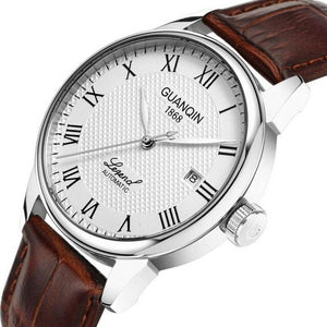 Original GUANQIN Watches Men Mechanical Watch 2019 Leather Clock Luxury Men's Watch Business Waterproof Watches for Men Clock