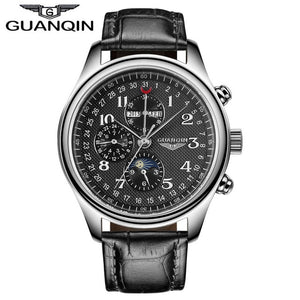 GUANQIN Men watches Original Brand Perpetual Calendar 4 Hands Auto Mechanical Movement Waterproof Wristwatch Men Sport Watches