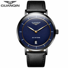 Load image into Gallery viewer, Mens Watches Top Brand Luxury GUANQIN Simple Design Ultra Thin Quartz-Watch Men Casual Leather Male Watches relogio masculino