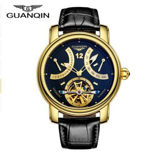 GUANQIN Watches Men Automatic mechanical Top Brand Luxury Fashion Casual Watch Clock Luminous Tourbillon Leather strap Men Watch