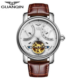 GUANQIN Watches Men Automatic mechanical Top Brand Luxury Fashion Casual Watch Clock Luminous Tourbillon Leather strap Men Watch