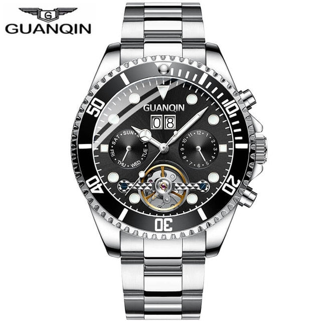 GUANQIN Mechanical Watch Men Skeleton Tourbillon style Role Automatic Watch Waterproof Skeleton Tourbillon Automatic Watch Water