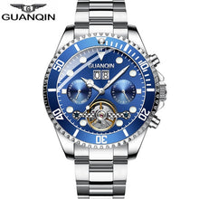 Load image into Gallery viewer, GUANQIN Mechanical Watch Men Skeleton Tourbillon style Role Automatic Watch Waterproof Skeleton Tourbillon Automatic Watch Water