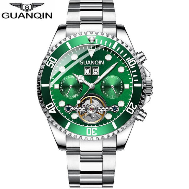 GUANQIN Mechanical Watch Men Skeleton Tourbillon style Role