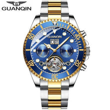 Load image into Gallery viewer, GUANQIN Mechanical Watch Men Skeleton Tourbillon style Role Automatic Watch Waterproof Skeleton Tourbillon Automatic Watch Water