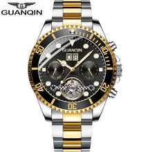 Load image into Gallery viewer, GUANQIN Mechanical Watch Men Skeleton Tourbillon style Role Automatic Watch Waterproof Skeleton Tourbillon Automatic Watch Water