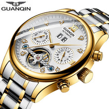 Load image into Gallery viewer, New GUANQIN Watch Men Luxury Automatic Mechanical Waterproof Watch Stainless Steel Date Gold Mens Wristwatch Erkek kol saati