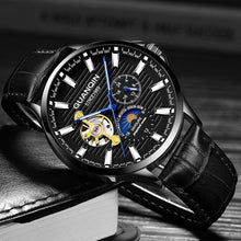 Load image into Gallery viewer, GUANQIN 2018 watch men Luminous clock men Automatic waterproof Mechanical leather rose gold skeleton business relogio masculino