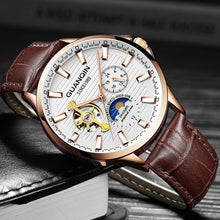 Load image into Gallery viewer, GUANQIN 2018 watch men Luminous clock men Automatic waterproof Mechanical leather rose gold skeleton business relogio masculino