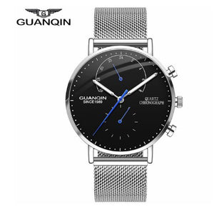 GUANQIN Mens Watches Top Brand Luxury Chronograph Watch Men Business Casual Creative Mesh Quartz Bracelet  men's watch