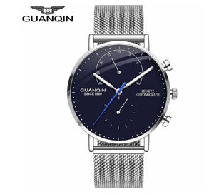 GUANQIN Mens Watches Top Brand Luxury Chronograph Watch Men Business Casual Creative Mesh Quartz Bracelet  men's watch