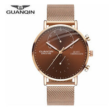 Load image into Gallery viewer, GUANQIN Mens Watches Top Brand Luxury Chronograph Watch Men Business Casual Creative Mesh Quartz Bracelet  men&#39;s watch