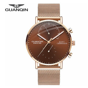 GUANQIN Mens Watches Top Brand Luxury Chronograph Watch Men Business Casual Creative Mesh Quartz Bracelet  men's watch