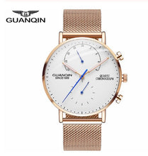 Load image into Gallery viewer, GUANQIN Mens Watches Top Brand Luxury Chronograph Watch Men Business Casual Creative Mesh Quartz Bracelet  men&#39;s watch