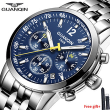 Load image into Gallery viewer, GUANQIN 2019 New Watch men Top brand luxury Business waterproof Luminous clock Quartz Wristwatches Chronograph Men Sport watches