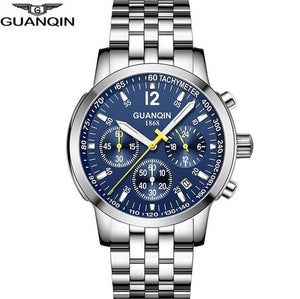 GUANQIN 2019 New Watch men Top brand luxury Business waterproof Luminous clock Quartz Wristwatches Chronograph Men Sport watches